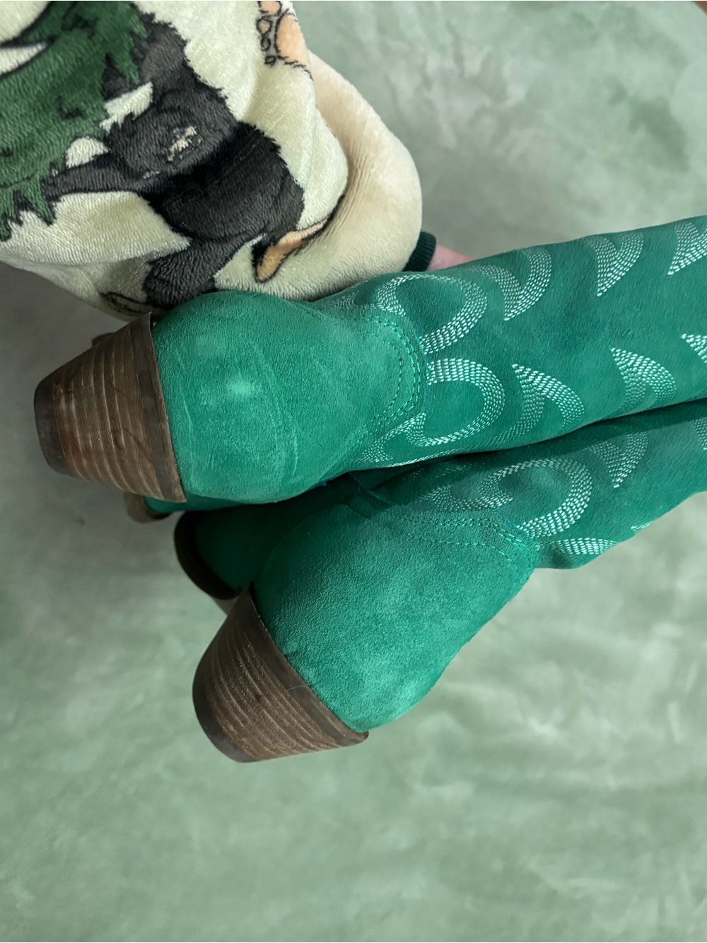 Dingo 1969 Turquoise Suede Western Knee-High Cowboy Boot - Picture 5 of 7
